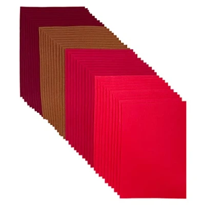 Image of Jtnohx Craft Felt Fabric, 20x30cm Felted Sheets for Crafts, 4 Colours 40 Pieces Colour DIY Decorations and Party Projects(Red Series)