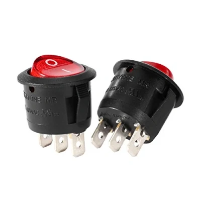 Image of sourcingmap 10Pcs Red Lamp 3 Terminal SPST 2 Position Marine Round Button Rocker Wiring Toggle Switch On/Off AC 250V/10A 125V/12A