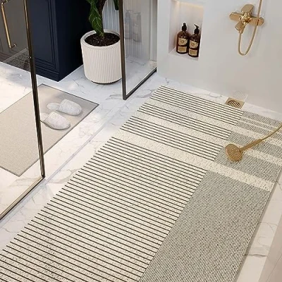 Image of MYIESAXL Loofah Shower Mat for Inside Shower, Bathroom Wet Areas Non Slip PVC Large Bath Tray Mat, Hollow Floor Quick Drying（60x120cm）