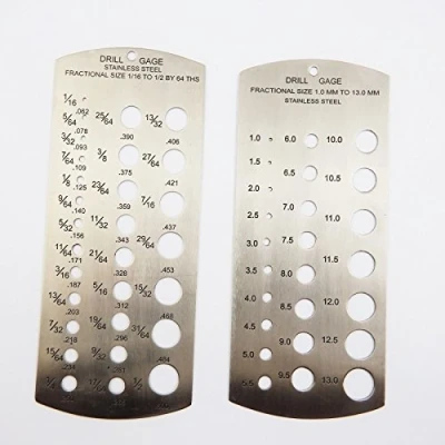 Image of EEToolsSet® 2 Stainless Steel Drill Gauges Metric &amp; Imperial Gauge 1/16 1/2&quot; 1 13mm