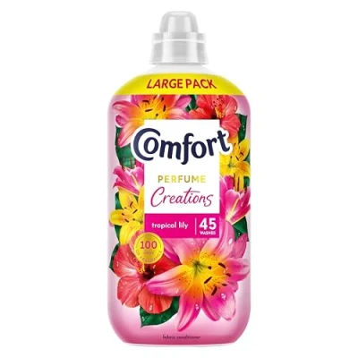 Image of Comfort Perfume Creations Tropical Lily Fabric Conditioner Softener with Motion Activated Fragrance Technology 100 Days of Freshness 45 washes (1.35 L)