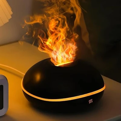 Image of Flame Essential Oil Diffuser, 200ML Aromatherapy Diffusers for Home, 7 Color Light Aroma Waterless Auto Off Ultrasonic Air Humidifier Home Bedroom Spa Office Yoga