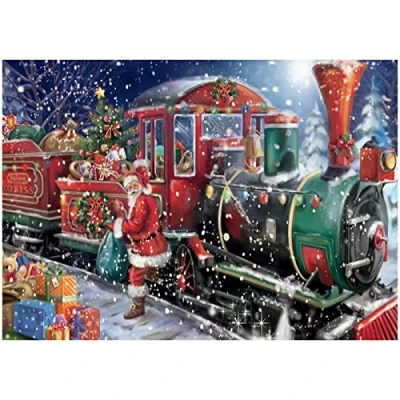 Image of MXJSUA DIY 5D Diamond Painting Kit, by Numbers for Adults Santa Claus Full Kit Rhinestone Embroidery Cross Stitch Christmas Carriage Arts Craft Canvas Wall Decor 30x40cm