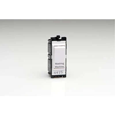 Image of Varilight Engraved 20A 1 Way Double Pole Switch &#039;Washing Machine&#039; PowerGrid White G201DW.WM