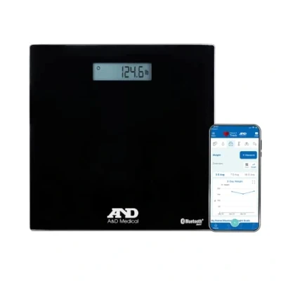 Image of A &amp; D Medical Deluxe Connected Weight Scale, Black