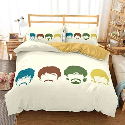 Image of Easy Care Duvet Cover Set Double Bed Size The Beatles Bedding (200x200cm(Double),Music 04)