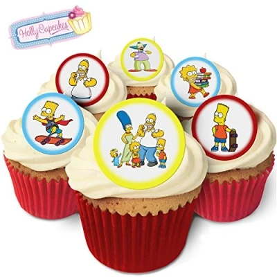 Image of 24 Fabulous Pre Cut Edible Wafer Cake Toppers: The Simpsons