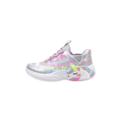 Image of Skechers Light UP Unicorn Dreams Trainers for kids, Size: 1.5, Silver coloured Textile/synthetics
