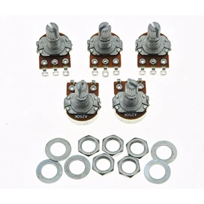 Image of Dopro 5x Audio 250K 16mm Base Guitar Mini Pots w/Short Split Shaft Potentiometers A250K