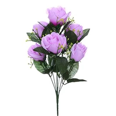 Image of Artificial Silk Rose Flowers for Wedding Valentines Memorial Graveside Purple