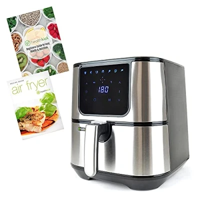 Image of healthkick XL Family Sized Digi Touch AIRFRYER Portable Fryer/Grill/Oven/Steamer Uses 80% Less Oil. 1800w Extra Large Power Air Fryer in Stainless Steel K3401