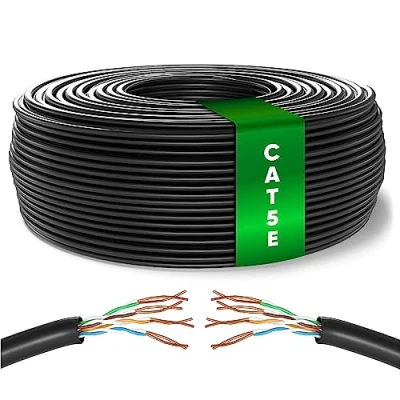 Image of Mr. Tronic Bulk Cat 5E Ethernet Cable 50m, High Speed LAN Network Cable, 50m Cat5E Internet 1 Gbps, 100 MHz, ADSL AWG24 UTP CCA (50 Meter, Black)