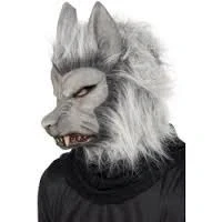 Image of Smiffys Werewolf Latex Mask, Grey with Hair &amp; Ears, Halloween Fancy Dress Accessory, Up Masks