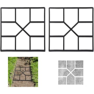 Image of Relaxdays, Set of 2, Plasters &amp; Walkways, Formwork, Garden, Concrete Mould, HBT: 4 x 40.5 cm, Black, 100% plastic, 4x40,5x40,5 cm