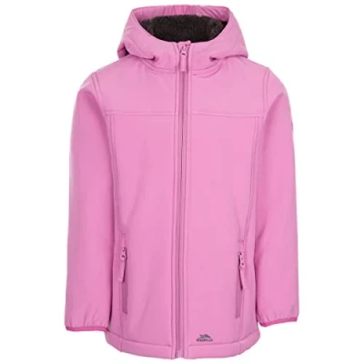 Image of Trespass Girls Softshell Jacket Long Length with Adjustable Hood Kristen