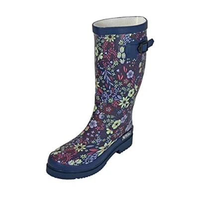Image of MADSea Women&#039;s Wellington Boots Flower Print Rain Long Shaft Multicolour Size: 6 UK