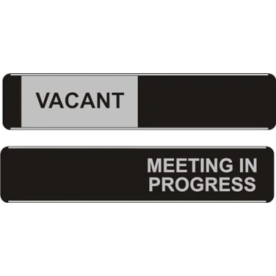 Image of Seco Vacant/Meeting in Progress Sliding Sign, 255mm x 52mm Aluminum/PVC (Pack of 5)