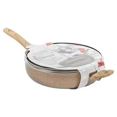 Image of URBN CHEF Ceramic Rose Gold Induction Cooking Pots Pans Frying Pan Cookware Set (28cm Deep Sauté Pan)