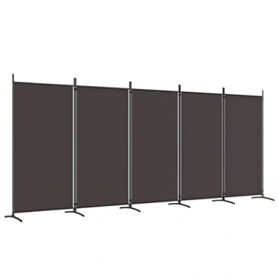 Image of 5 Panel Room Divider Brown 433x180 cm Fabric Privacy Screen Paravent vidaXL