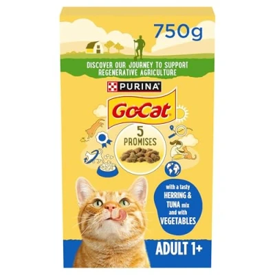 Image of Go Cat Tuna, Herring and Veg Dry Adult Food 750g, Pack of 5