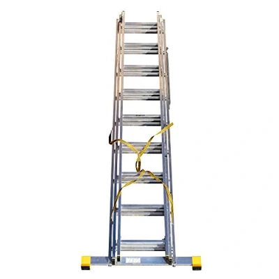 Image of BPS Trade Master Pro 3 Section Extension Ladder 5.69m / 18.66FT Aluminium Ladders 150KG Load Capacity, Integral Stabiliser, Auto Locking, Non Slip Rubber Feet