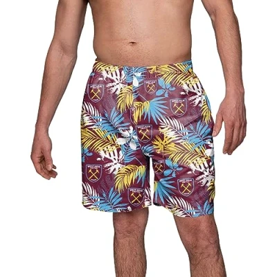 Image of FOCO Officially Licensed Men&#039;s Floral Print Football Beach Board Shorts (West Ham United FC) (X Large)