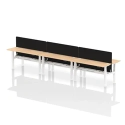 Image of Air B2B 1600x600mm Adjustable 6P Bench Desk CP Maple/White + Screen