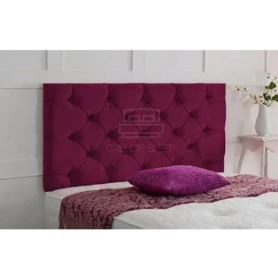 Image of Chesterfield Headboard in Plush Velvet for Divan Bed with Matching Buttons (Burgundy, Single 3 FEET, Height 24 INCHES)