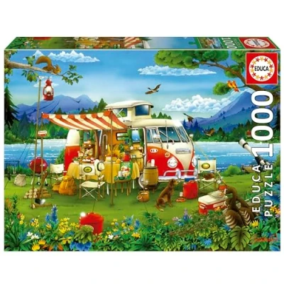 Image of Educa Vacations in the Countryside 1000 Piece Puzzle for Adults. Measurements: 68 x 48 cm. Includes Glue Fix Puzzle. From 14 years old