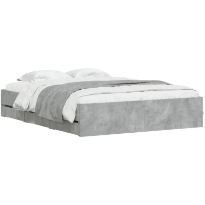 Image of vidaXL Bed Frame with Drawers without Mattress Concrete Grey 140x190 cm