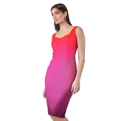 Image of Ariella Womens Ombre Print Sweetheart Neck Bodycon Dress Orange Size 18 UK