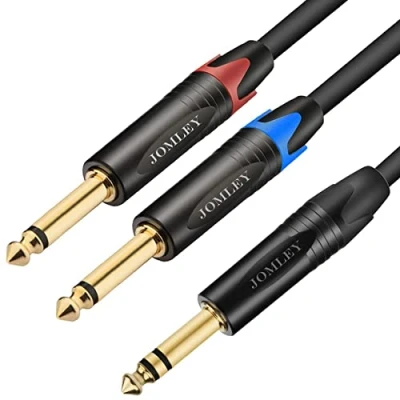 Image of JOMLEY 1/4 inch TRS Stereo to Dual TS Mono Insert Cable, Y Splitter 6.35mm Male Breakout Cable－3 m/10 Feet