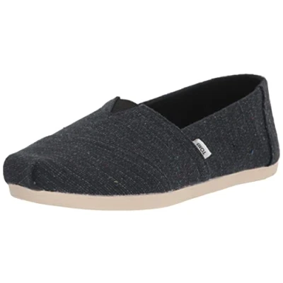 Image of TOMS Women&#039;s Recycled Cotton Canvas Alpargata Espadrille, Black Speckled, 4 UK