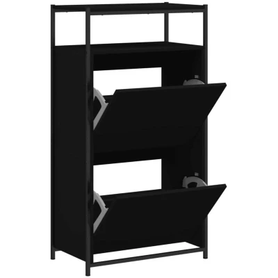 Image of vidaXL Shoe Cabinet Black 60x34x112 cm Engineered Wood