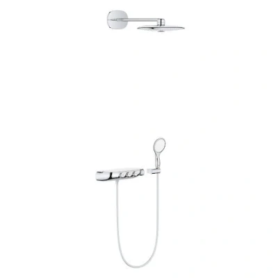 Image of GROHE Rainshower Smartcontrol 360 Duo Combi Shower System with Termostat Chrome, 360mm Head Triomassage Spray and 115mm Hand Two Sprays, Made in Germany, Chrome 26443000