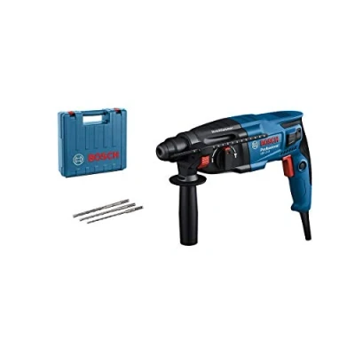 Image of Bosch Professional GBH 2 21 Hammer Drill (110 V, with SDS Plus, incl. 3X Plus bits (6/8/10 mm), Auxiliary Handle, Machine Cloth, Depth Stop, in Carrying case)