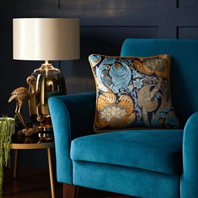 Image of Laurence Llewelyn Bowen Down the Dilly Cushion Cover 43 x 43cm in Ochre/Blue