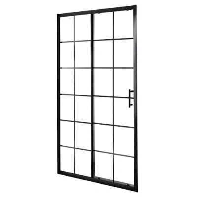 Image of Milano Barq 1400mm Black Grid Reversible Sliding Shower Enclosure Door