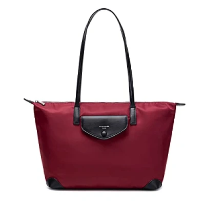 Image of David Jones Women&#039;s Nylon Tote Bag Waterproof Shoulder Travel Beach Foldable Shopper Handbag Large Capacity Fashion Zipper Crossbody Casual Elegant Work City Red