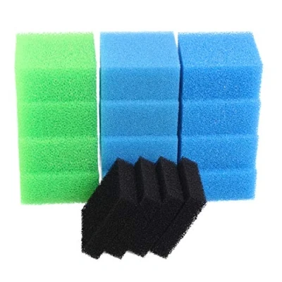 Image of INGVIEE Set of Compatible Aquarium Filter Foam Sponge for Juwel Compact/Bioflow 3.0 (4 x Blue Fine, 4 Coarse, Green Nitrate, Black Carbon)