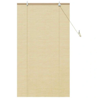 Image of vidaXL Window Blinds &amp; Shades with Curtains Manual Natural 90 x 160 cm Bamboo