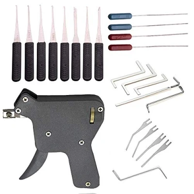 Image of Loboo Idea Lock Pick Broken Key Extractor and Door Opener Tool Kit, Including A Locksmith Gun 12 Pieces Kit 5 Tension Wrenches