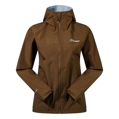 Image of Berghaus Women&#039;s Deluge Pro Shell Rain Jacket Durable Breathable Coat, Bark, 14