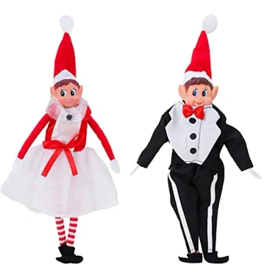 Image of Toyland® Novelty Elf Fancy Dress Outfit Clothing Accessories for Christmas Elves (BRIDE &amp; GROOM)