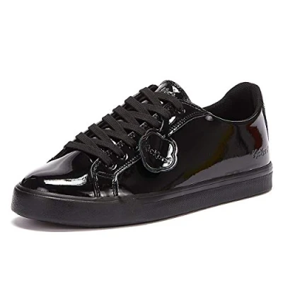 Image of Kickers Women&#039;s Tovni Lacer Low Top Trainer, Casual Shoe, Patent Black, 5 UK