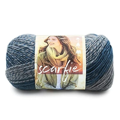 Image of Lion Brand Yarn 826 218 Scarfie Yarn, Teal/Silver