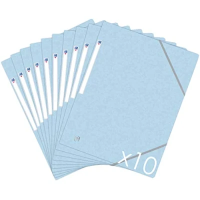 Image of Oxford Topfile+ Pack of 10 Cardboard Folders Pastel Blue