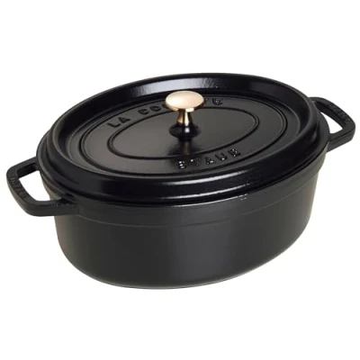 Image of Staub Cast Iron Roaster/Cocotte, Oval 29 cm, 4.25 L, Black