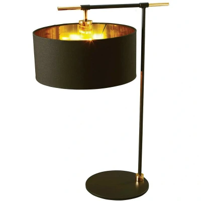 Image of Balance Table Lamp with Round Shade, Black, Polished Brass