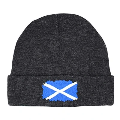 Image of TeddyTs Men&#039;s Scotland Flag Thermal Knit Beanie Hat (Grey)